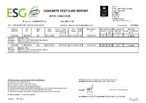 concrete compressive strength report to BS EN 12390 3